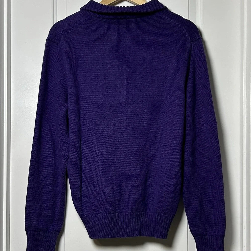 Polo Ralph Lauren Purple Cotton Knit Quarter Zip Sweater Old Money Grandpa Style
